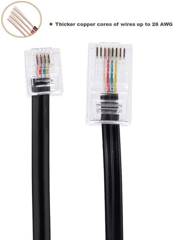 خط هاتف Vthahaby (3 حزم) كابل محول RJ45 إلى RJ11 بطول 6 أقدام RJ45 8P4C ذكر إلى RJ11 6P4C ذكر - أسود/5 بوصة in Kuwait