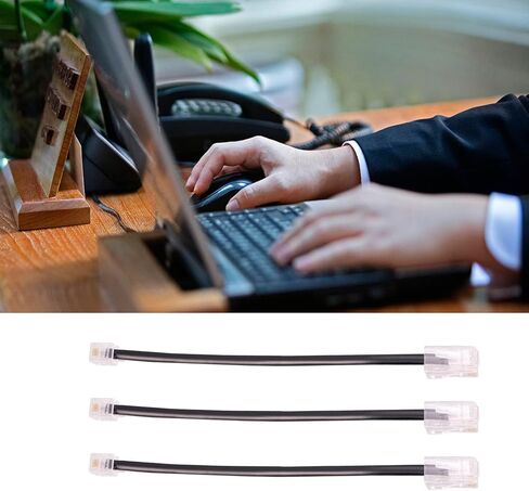خط هاتف Vthahaby (3 حزم) كابل محول RJ45 إلى RJ11 بطول 6 أقدام RJ45 8P4C ذكر إلى RJ11 6P4C ذكر - أسود/5 بوصة in Kuwait