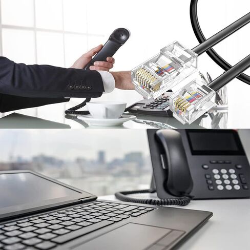 خط هاتف Vthahaby (3 حزم) كابل محول RJ45 إلى RJ11 بطول 6 أقدام RJ45 8P4C ذكر إلى RJ11 6P4C ذكر - أسود/5 بوصة in Kuwait