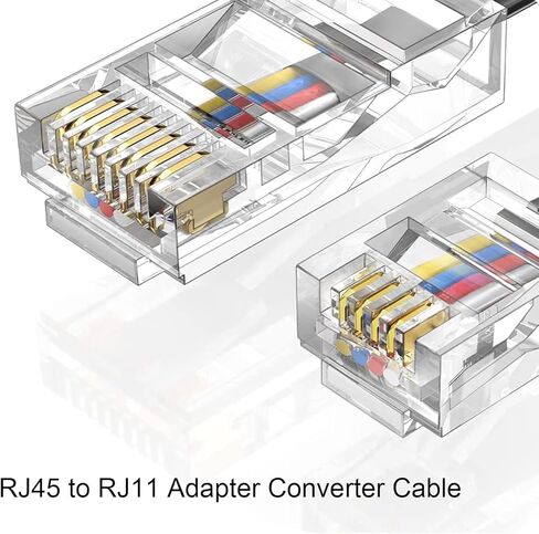 خط هاتف Vthahaby (3 حزم) كابل محول RJ45 إلى RJ11 بطول 6 أقدام RJ45 8P4C ذكر إلى RJ11 6P4C ذكر - أسود/5 بوصة in Kuwait