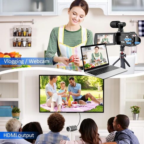 كاميرا فيديو 4K كاميرا تسجيل فيديو بدقة 48 ميجابكسل UHD لليوتيوب، كاميرا فيديو للأطفال، 18X تكبير 3 بوصات شاشة IPS ومسجل كاميرا مع ميكروفون لاسلكي Lavalier، جهاز تحكم عن بعد، بطاريتان، بطاقة 64 جيجابايت in Kuwait
