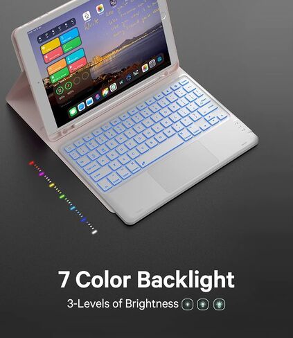 حافظة GreenLaw iPad 9.7 بوصة مع لوحة مفاتيح، iPad الجيل السادس (2018)، iPad الجيل الخامس (2017)، iPad Air 2 (2014)، 7 ألوان خلفية، تدعم جهازين BT، لوحة مفاتيح تعمل باللمس لجهاز iPad Pro 9.7، أزرق in Kuwait