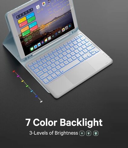 حافظة GreenLaw iPad 9.7 بوصة مع لوحة مفاتيح، iPad الجيل السادس (2018)، iPad الجيل الخامس (2017)، iPad Air 2 (2014)، 7 ألوان خلفية، تدعم جهازين BT، لوحة مفاتيح تعمل باللمس لجهاز iPad Pro 9.7، أزرق in Kuwait