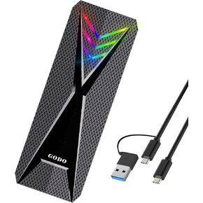 محول حاوية القرص الصلب GODO M.2 NVMe USB 3.2 Gen 2 (10 جيجابت في الثانية) إلى NVME PCI-E M-Key/(B+M) مفتاح دعم UASP لمحركات أقراص SSD 2280/2260/2242/2230 ألومنيوم مجاني
