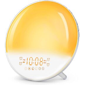 Wake Up Light Sunrise Alarm Clock for Heavy Sleepers Adults, Kids, Teens, Bedroom, with Sunrise/Sunset Simulation, Dual Alarms, FM Radio, Snooze, 7 Natural Sounds/Colors, Ideal Gift in Kuwait