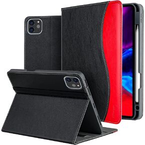 HFcoupe iPad Pro 12.9 Case 6th Generation 2022 / 5th Gen 2021, 12.9 Inch iPad Pro case with Pencil Holder and Pocket, Multiple Angles Viewing Flip Cover Protective Folio Auto Sleep/Wake - Blue