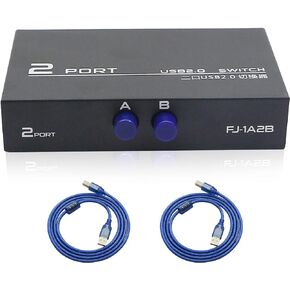 QIANRENON Printer Sharing Adapter, 2-Port USB 2.0 Switch for Sharing USB Devices Between 2 Computers, Includes 2 Pack USB 2.0 Male Cable in Kuwait