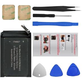 بطارية لساعة Apple Watch Series 1 مقاس 38 مم، بطارية بديلة للسلسلة 1 A1578، A1802، (الجيل الأول) A1553 مع طقم إصلاح، مسامير احتياطية يدوية ومواد لاصقة للغطاء الخلفي in Kuwait