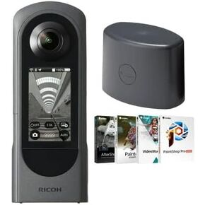 Ricoh Theta X 360-Degree Camera Bundle | Lens Cap for X, Art Software Suite, (3 items) in Saudi Arabia