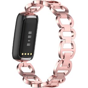 أساور من الفولاذ المقاوم للصدأ متوافقة مع Fitbit Luxe، سوار معدني أنيق من سلسلة رعاة البقر الفاخرة للإكسسوارات الفاخرة، للرجال والنساء