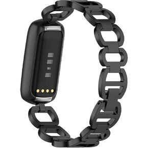 أساور من الفولاذ المقاوم للصدأ متوافقة مع Fitbit Luxe، سوار معدني أنيق من سلسلة رعاة البقر الفاخرة للإكسسوارات الفاخرة، للرجال والنساء in Kuwait