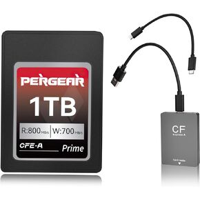 Pergear 1TB CFexpress Type A Memory Card with Card Reader, Up to 800MB/s Read Speed & 700MB/s Write Speed for Sony Alpha Sony FX Cameras, Up to 8K RAW for Video/Photo