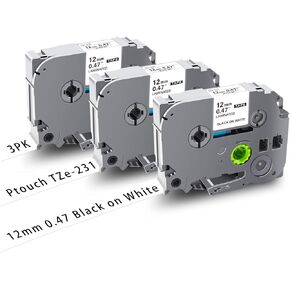 شريط ملصقات BOYEEZON for Brother P Touch TZe-231 مقاس 12 مم 0.47 أبيض in Kuwait