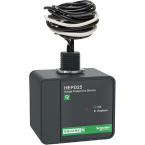 Square D by Schneider Electric HEPD25 Universal Whole House Surge Protection Device, 1-Phase, 3-Wire for 120/240V, 25kA, Black