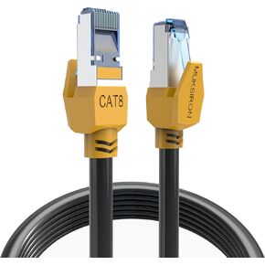 Cat 8 Ethernet Cable 25 ft,3ft 10ft 20ft 30ft 50ft 75ft 100ft 150ft Heavy Duty High Speed Internet Network Cable 26AWG 40Gbps 2000Mhz,Professional Shielded Weatherproof LAN Cables,Indoor&Outdoor