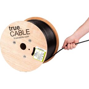 trueCABLE Cat6 Outdoor, Shielded FTP, 500ft, UV Resistant, Aerial CMX Rated, Black, 23AWG Solid Bare Copper, 550MHz, PoE++ (4PPoE), ETL Listed, Bulk Ethernet Cable