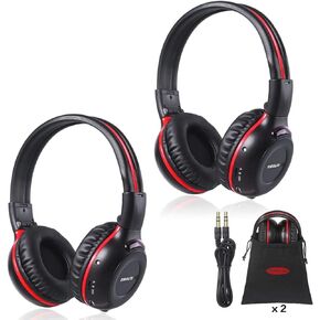 SIMOLIO 2 Pack of Wireless Car Headphones, 2 Channel IR Wireless Headphones for Kids, in Car Wireless DVD Headphones with Storage Bag for Universal Rear Entertainment System, Not for 2017+ Pacifica