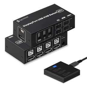 Synvisus DisplayPort KVM Switch 4 Port 3D UHD 4K@60Hz, 2K@120Hz 4 in 1 Out USB and DP1.2 KVM Switcher, with 4 USB Cables in Saudi Arabia