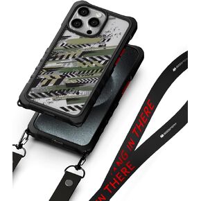 GOOSPERY Z Bumper Crossbody Case [Military Collection] Compatible with iPhone 15 Pro Max Case [Strap Included] Shock Absorbing Dual Layer TPU + Hard PC Back Cover with Strap, Black