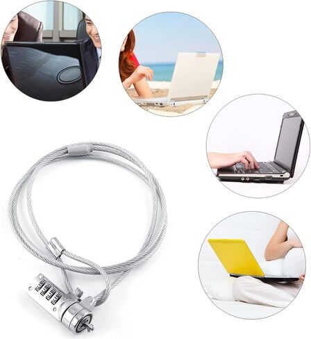 قفل مجموعة الكمبيوتر المحمول LIULDASHUN، سلسلة كابل قفل الكمبيوتر الآمن، رادع سرقة السلسلة 4 أرقام، حل أمان الكمبيوتر المحمول، لحماية السرقة على أجهزة الكمبيوتر المحمولة in Kuwait