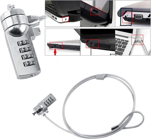 قفل مجموعة الكمبيوتر المحمول LIULDASHUN، سلسلة كابل قفل الكمبيوتر الآمن، رادع سرقة السلسلة 4 أرقام، حل أمان الكمبيوتر المحمول، لحماية السرقة على أجهزة الكمبيوتر المحمولة in Kuwait