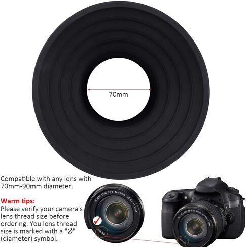 Easy Hood Lens Hood for Nikon Canon Pentax Sony 70-90mm Camera Lens, Ultimate Anti-Glass Anti-Reflective Silicone Collapsible Len Hood Take Reflection-Free Photos Video (70mm) in Kuwait