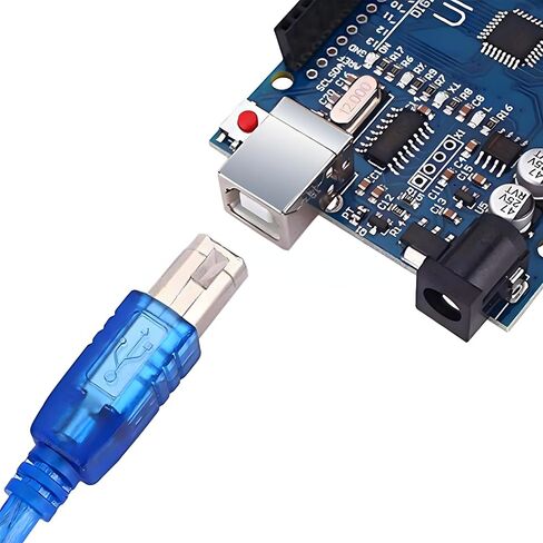 UNO R3 Board ATmega328P with USB Cable(Arduino-Compatible) for Arduino, Input Voltage 7-12V, 16MHZ,14 Digital 1/0 pins Support PWM, SRAW 2KB, Compatible with RPi 4B/3B+/3B/2B/B+/Zero/Zero W in Kuwait