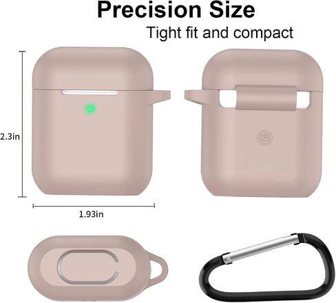 حافظة AirPods، غطاء حماية كامل من السيليكون لملحقات AirPods متوافق مع Apple AirPods 1&2 حافظة شحن لاسلكية وسلكية (مصباح LED أمامي مرئي)، أسود in Kuwait