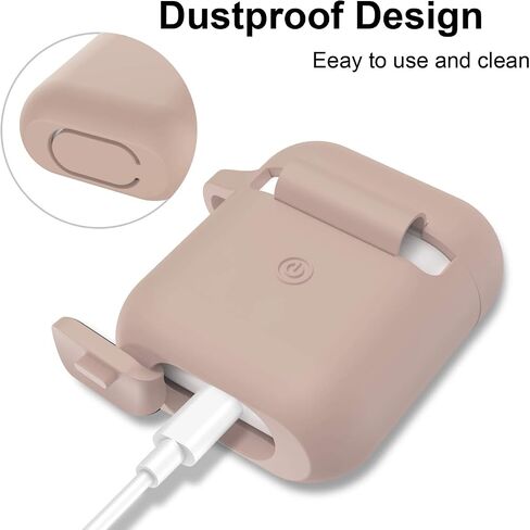 حافظة AirPods، غطاء حماية كامل من السيليكون لملحقات AirPods متوافق مع Apple AirPods 1&2 حافظة شحن لاسلكية وسلكية (مصباح LED أمامي مرئي)، أسود in Kuwait