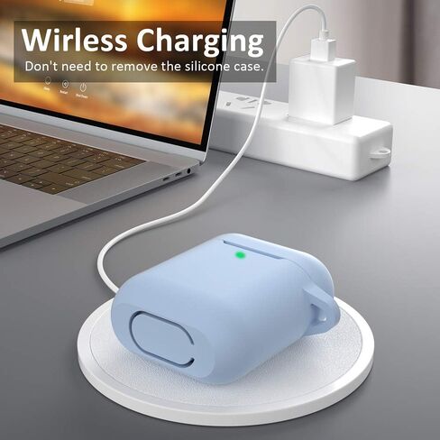 AirPods Case, Full Protective Silicone AirPods Accessories Cover Compatible with Apple AirPods 1&2 Wireless and Wired Charging Case(Front LED Visible),Black in Saudi Arabia