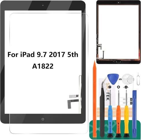 for iPad 9.7 2017 5th Screen Replacement for iPad 9.7 5th Gen 2017 Digitizer Repair Kits for iPad 9.7 A1822 A1823 Touch Screen Replacement with Home Button Black (No LCD Display) (Not for Air 1) in Saudi Arabia