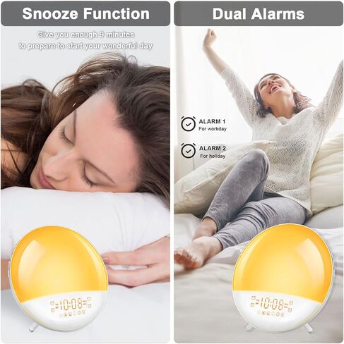 Wake Up Light Sunrise Alarm Clock for Heavy Sleepers Adults, Kids, Teens, Bedroom, with Sunrise/Sunset Simulation, Dual Alarms, FM Radio, Snooze, 7 Natural Sounds/Colors, Ideal Gift in Kuwait
