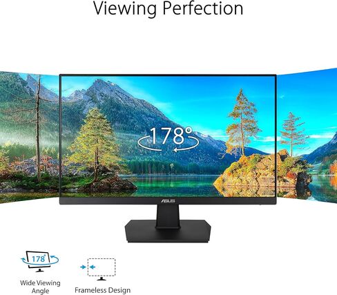 شاشة كمبيوتر ASUS 23.8 بوصة عالية الدقة بالكامل، 1080 بكسل، HDMI، VGA، العناية بالعين، زاوية عرض واسعة 178 درجة - VA249HE، أسود in Kuwait