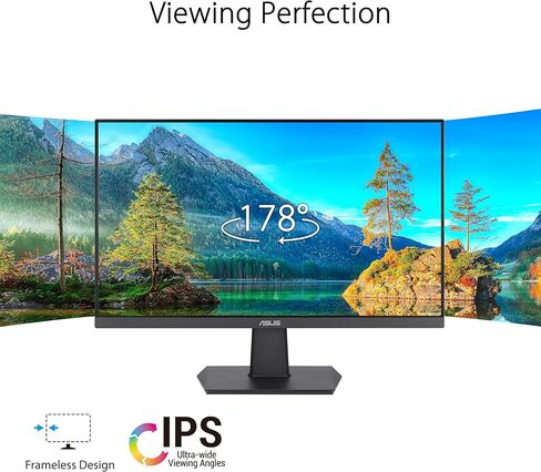 ASUS 27 Inch Monitor - 1080P, IPS, Full HD, Frameless, 100Hz, 1ms, Adaptive-Sync, for Working and Gaming, Low Blue Light, Flicker Free, HDMI, VESA Mountable, Tilt - VA27EHF,Black in Saudi Arabia