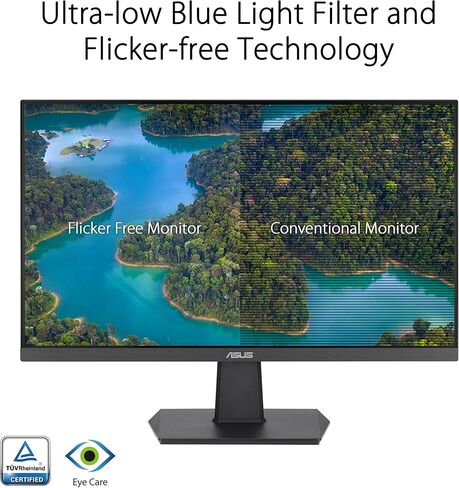 ASUS 27 Inch Monitor - 1080P, IPS, Full HD, Frameless, 100Hz, 1ms, Adaptive-Sync, for Working and Gaming, Low Blue Light, Flicker Free, HDMI, VESA Mountable, Tilt - VA27EHF,Black in Saudi Arabia
