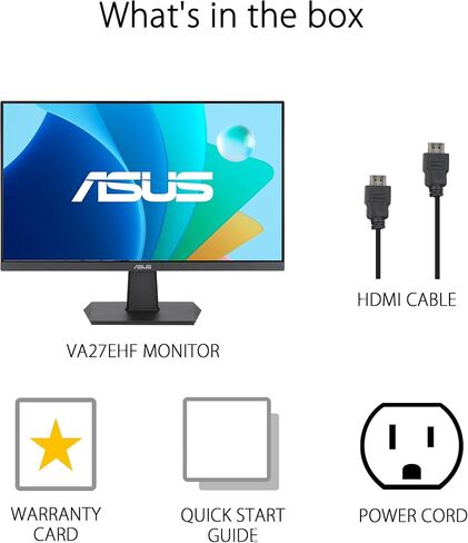 ASUS 27 Inch Monitor - 1080P, IPS, Full HD, Frameless, 100Hz, 1ms, Adaptive-Sync, for Working and Gaming, Low Blue Light, Flicker Free, HDMI, VESA Mountable, Tilt - VA27EHF,Black in Saudi Arabia