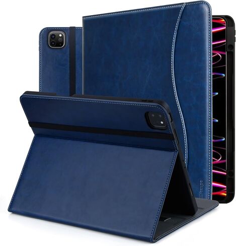 حافظة HFcoupe iPad Pro 12.9 الجيل السادس 2022 / الجيل الخامس 2021، حافظات iPad Pro مقاس 12.9 بوصة مع حامل قلم رصاص وجيب، غطاء قلاب لرؤية زوايا متعددة وغطاء حماية قابل للطي للنوم/الاستيقاظ التلقائي، أسود in Saudi Arabia