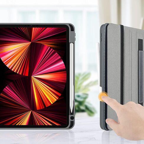 حافظة HFcoupe iPad Pro 12.9 الجيل السادس 2022 / الجيل الخامس 2021، حافظات iPad Pro مقاس 12.9 بوصة مع حامل قلم رصاص وجيب، غطاء قلاب لرؤية زوايا متعددة وغطاء حماية قابل للطي للنوم/الاستيقاظ التلقائي، أسود in Saudi Arabia