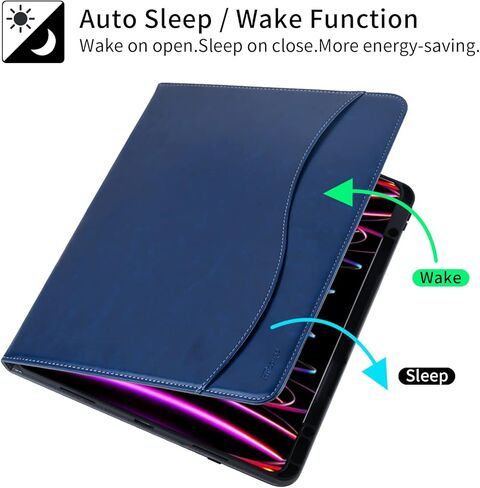 حافظة HFcoupe iPad Pro 12.9 الجيل السادس 2022 / الجيل الخامس 2021، حافظات iPad Pro مقاس 12.9 بوصة مع حامل قلم رصاص وجيب، غطاء قلاب لرؤية زوايا متعددة وغطاء حماية قابل للطي للنوم/الاستيقاظ التلقائي، أسود in Saudi Arabia