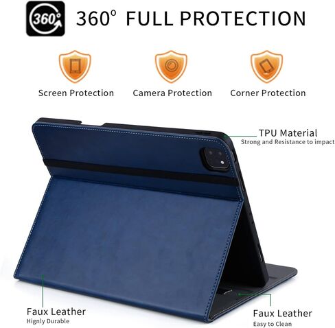 حافظة HFcoupe iPad Pro 12.9 الجيل السادس 2022 / الجيل الخامس 2021، حافظات iPad Pro مقاس 12.9 بوصة مع حامل قلم رصاص وجيب، غطاء قلاب لرؤية زوايا متعددة وغطاء حماية قابل للطي للنوم/الاستيقاظ التلقائي، أسود in Saudi Arabia