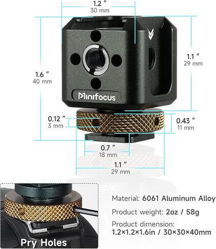 MINIFOCUS 4 حزم محول تركيب الحذاء الساخن للكاميرا، صامولة مزدوجة مع 1/4 بوصة و3/8 بوصة من سبائك الألومنيوم حامل ثلاثي القوائم لشاشات LED والميكروفون وشاشة DSLR الميدانية in Saudi Arabia