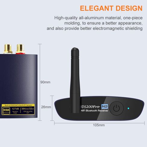 1Mii DS200Pro Bluetooth 5.3 Receiver for Home Stereo, HiFi Wireless Audio Adapter with LDAC, Built-in DAC, Long Range, Optical & RCA Outputs in Kuwait