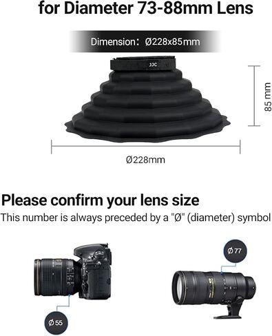 Silicone Lens Hood, Anti Reflection Lens Hood for Diameter 53-72mm Lens, Foldable Reversible Lens Shade for Canon RF 35mm EF-S 10-18 EF 50mm 28mm Nikon AF-S 50mm 18-105 Sony and More Lens in Saudi Arabia