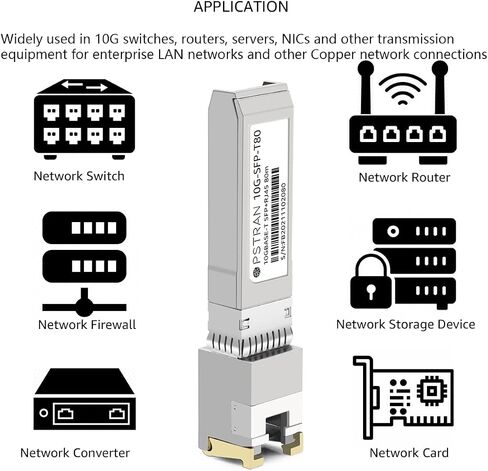 OPSTRAN 10GBASE-T SFP+ to RJ45 Copper Transceiver Module Compatible for HPE Aruba ProCurve JL563B 10G SFP+ 80m Cat6a/7 in Kuwait