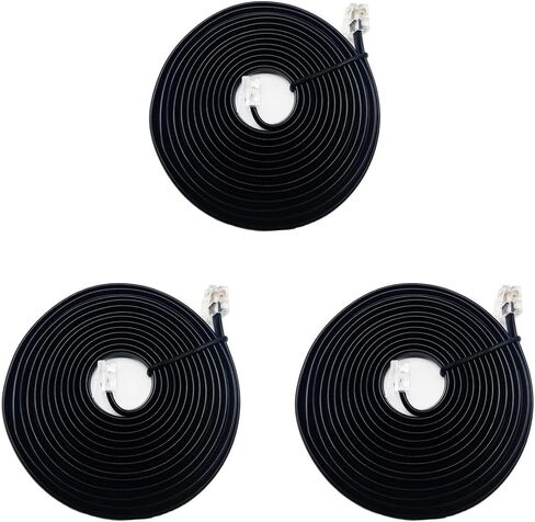 SINCODA 3 Pack 8ft Phone Telephone Extension Cord Cable Line Wire with Standard RJ12 6P6C Male to Male Plugs for Landline Telephone (3 Pack 8ft Phone Telephone Extension Cord) in Kuwait