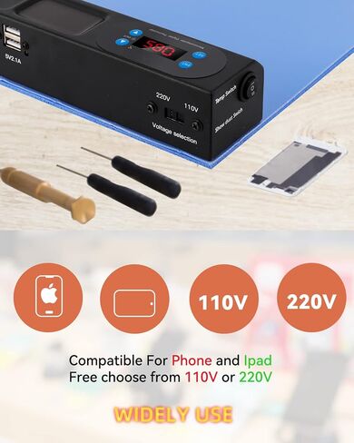 وسادة تسخين Spolehli مع ضوء LED مدمج، آلة فصل شاشة LCD سريعة الحرارة لإصلاح الهاتف Ipad 14.2 بوصة، أداة إزالة شاشة حصيرة الحرارة مع تخزين الملحقات (110 فولت/220 فولت) in Kuwait