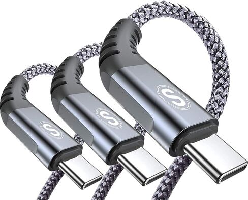 كابل USB من النوع C شحن سريع 3.1 أمبير [3 عبوات، 10 أقدام + 6.6 أقدام + 3.3 أقدام]، شاحن Sweguard USB-A إلى USB-C سلك مجدول من النايلون لهاتف Samsung Galaxy S21 S20 S10 S9 S8 Plus، Note 20 10 9 8 7، A71 A51 A32، إل جي، موتو، PS5-رمادي in Kuwait
