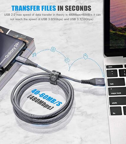 كابل USB من النوع C شحن سريع 3.1 أمبير [3 عبوات، 10 أقدام + 6.6 أقدام + 3.3 أقدام]، شاحن Sweguard USB-A إلى USB-C سلك مجدول من النايلون لهاتف Samsung Galaxy S21 S20 S10 S9 S8 Plus، Note 20 10 9 8 7، A71 A51 A32، إل جي، موتو، PS5-رمادي in Kuwait