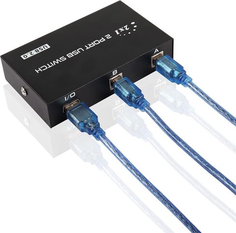 QIANRENON Printer Sharing Switch, 2-Port USB 2.0 Switch Adapter for USB Device Port Sharing Between 2 Computers (2 Switch),with 2 Pack USB 2.0 Male Cable in Saudi Arabia