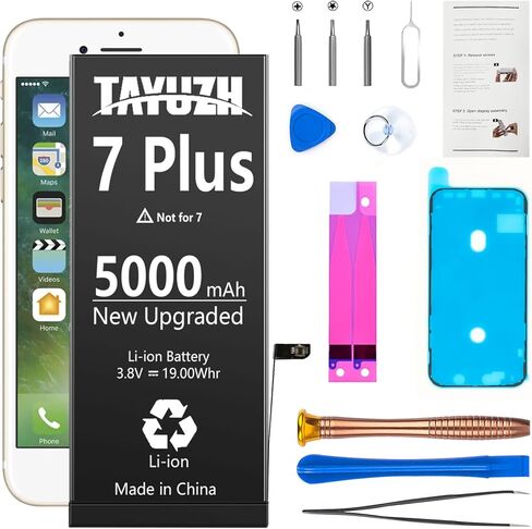 TAYUZH [5000 mAh] Battery for iPhone 7 Plus Upgraded High Capacity Replacement Battery New 0 Cycle Li-ion Battery for 7 Plus A1661 A1784 A1785 with Repair Tool Kit and Instruction in Kuwait